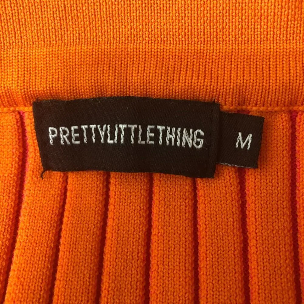 PrettyLittleThing Pink Orange Knit Cropped Top Small - Picture 8 of 11